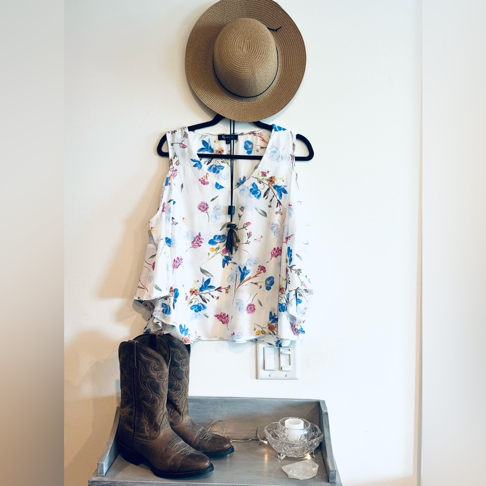 Boho Floral Cold Shoulder Top